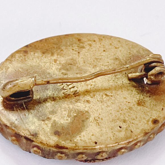 Vintage 1950s Italy Micro Mosaic Glass Floral Oval Brooch Pin Made In Italy MCM - Picture 9 of 14